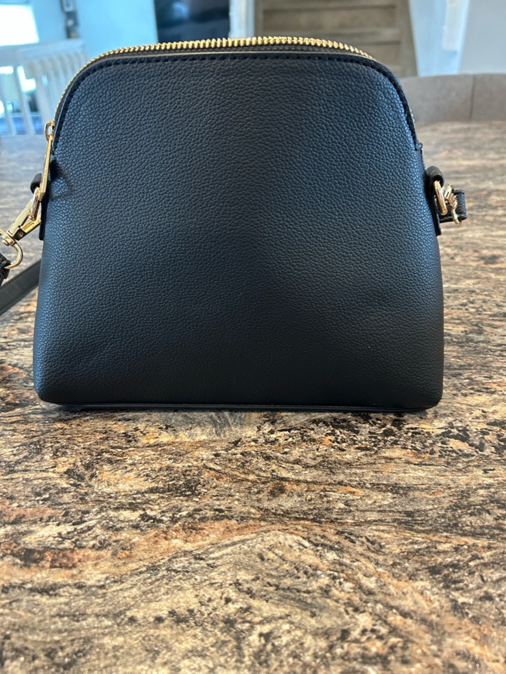 London Fog Black Pebbled Crossbody with Gold Hardware - Picture 2 of 6